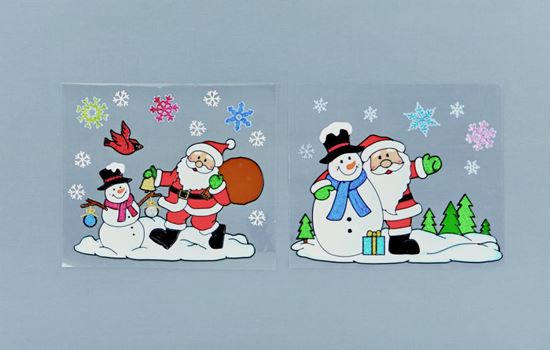 Premier-Santa-Snowman-Colour-Snowflakes-Window-Stickers