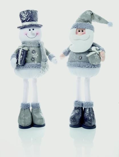 Premier-56cm-2-Asst-Silver-Standing-Santa-Snowman