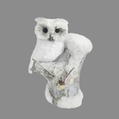 Davies-Products-Flocked-Owl-On-Branch