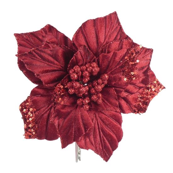 Davies-Products-Clip-On-Velvet-Poinsettia