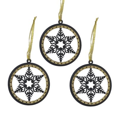Davies-Products-3-Snowflake-Hangers-Black--Gold