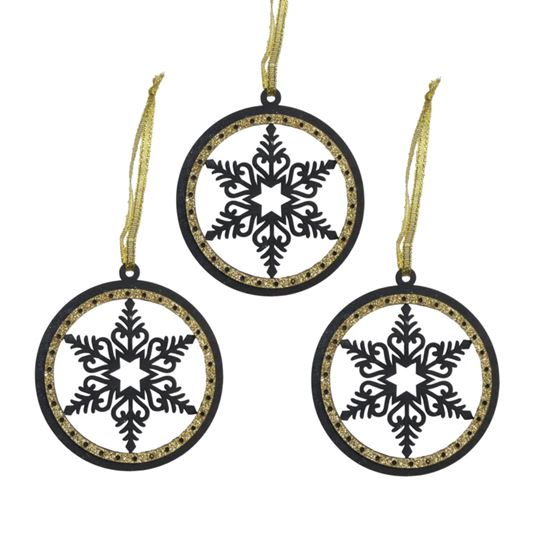 Davies-Products-3-Snowflake-Hangers-Black--Gold