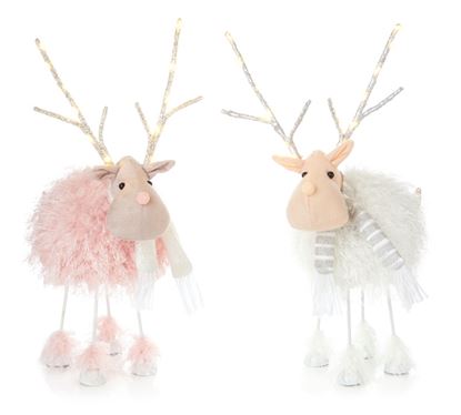 Premier-Lit-Standing-Reindeer-Feather-Pink-White