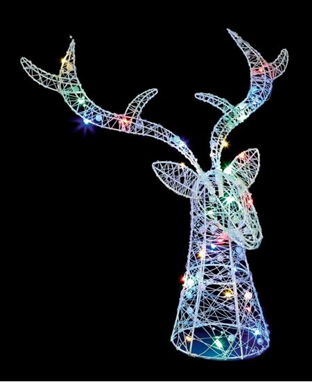 Premier-Lit-Stags-Head-White-30-Multi-Coloured-LEDs