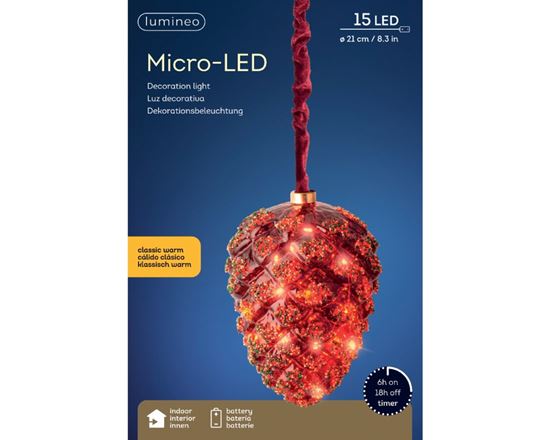 Lumineo-Micro-LED-Pinecone-Christmas-Red