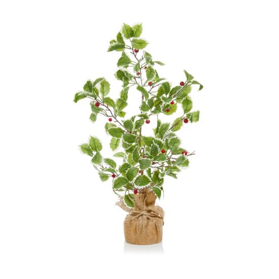 Premier-Frosted-Holly-Berry-In-Jute-Pot