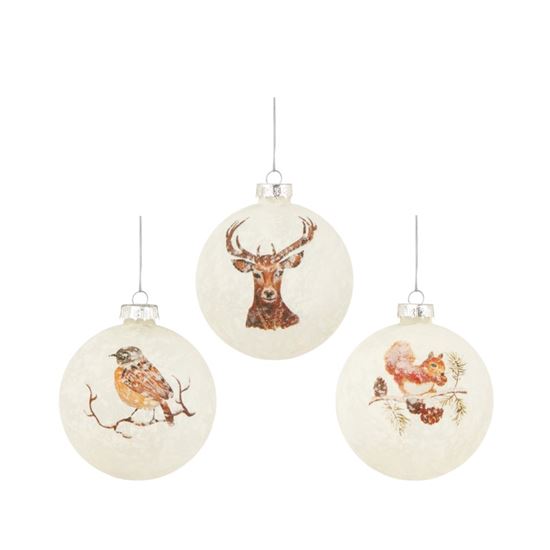 Premier-Frosted-Woodland-Animals-Bauble