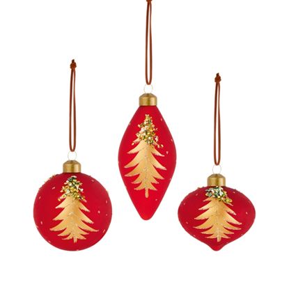 Premier-Red-Glass-With-Tree-Design-Bauble