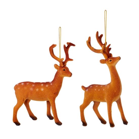 Premier-Flock-Stag-Hanging-Decoration-Assorted