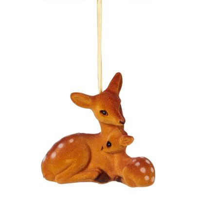 Premier-Flock-Doe-And-Fawn-Hanging-Decoration