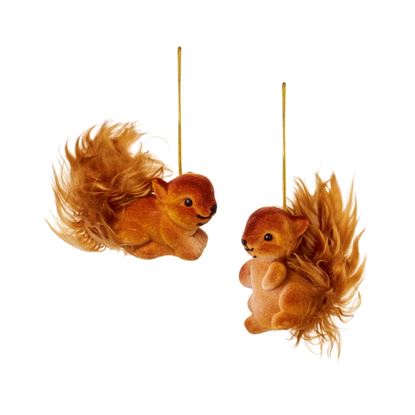 Premier-Flock-Squirrel-Hanging-Decoration-Assorted