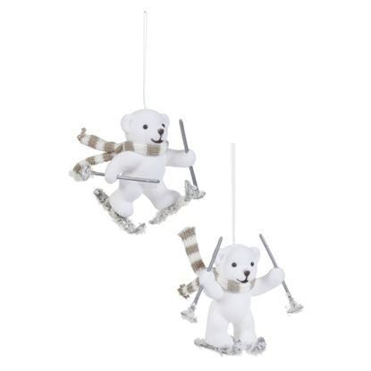 Premier-Flock-Polar-Bear-Hanging-Decoration-Assorted