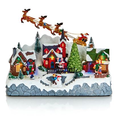 Premier-Lit-Musical-Christmas-Village-With-Sleigh