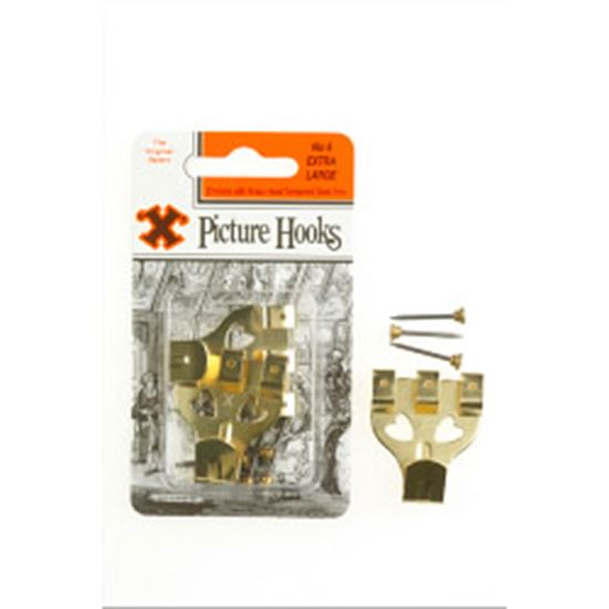 X-Original-Patent-Steel-Picture-Hooks---Brass-Plated-Blister-Pack