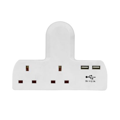 Securlec-T-Shape-2-Way-Adaptor-With-2-USBs