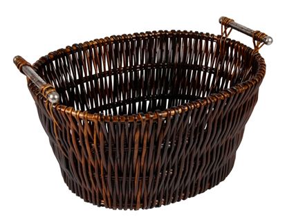 Hearth--Home-Dark-Wicker-Basket-With-Chrome-Handles