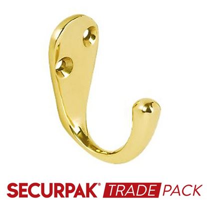 Securpak-Trade-Pack-Coat-Hook-Brass-Plated-50mm