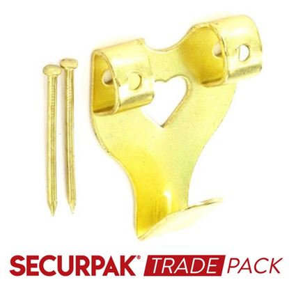 Securpak-Trade-Pack-Double-Picture-Hooks--Pins-Brass-Plated-No3