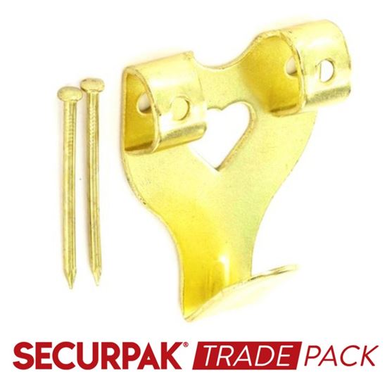 Securpak-Trade-Pack-Double-Picture-Hooks--Pins-Brass-Plated-No3