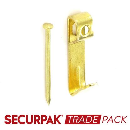 Securpak-Trade-Pack-Sngl-Picture-Hooks--Pins-Brass-Plated-No2