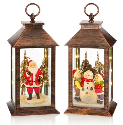 Premier-35cm-Lit-Lantern-Santa-Or-Snowman