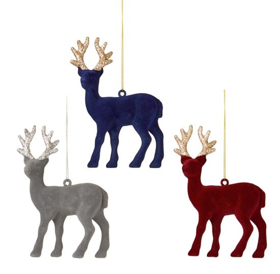 Premier-Flocked-Reindeer-Tree-Decoration