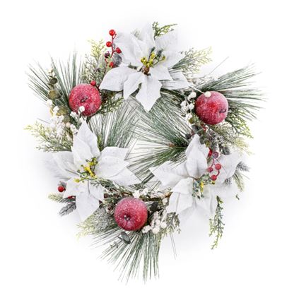 Premier-White-Poinsettia-Wreath-Pink-Apples