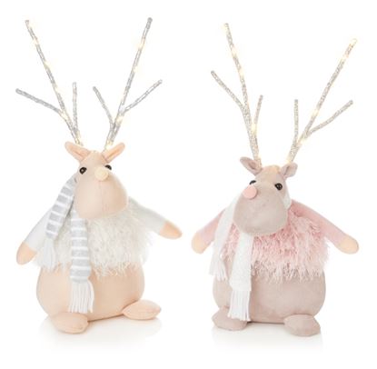 Premier-Lit-Sitting-Reindeer-Feather-Pink-White