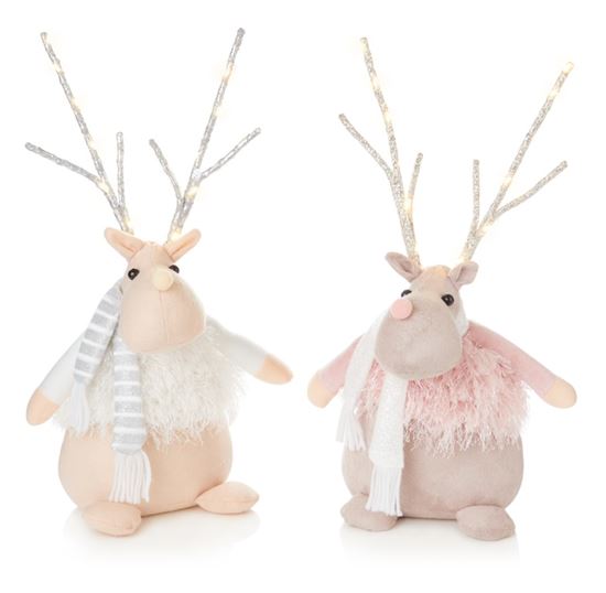 Premier-Lit-Sitting-Reindeer-Feather-Pink-White