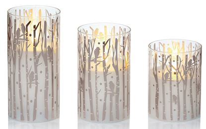 Premier-Printed-Glass-Candles-Woodland-Silver