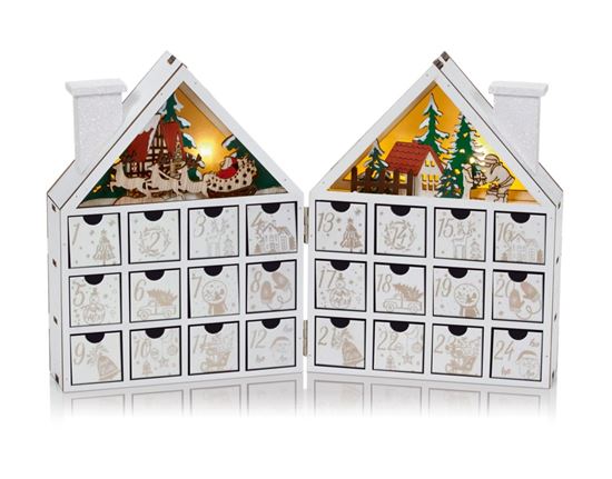 Premier-Lit-White-Wooden-Advent-Book-House