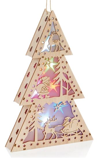 Premier-Lit-Wooden-Tree-Santa-Christmas-Scene