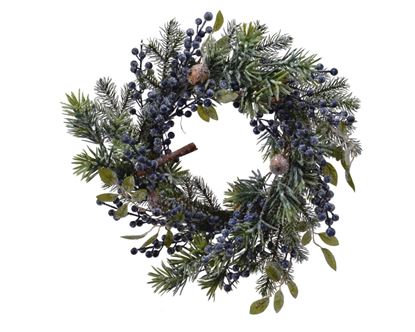 Kaemingk-Frost-Decorative-Wreath-Blue-Berries