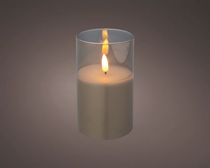 Kaemingk-LED-Wax-Candle-In-Glass-White-75x125