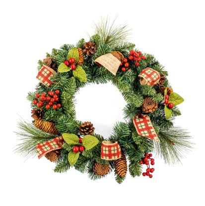 Premier-Natural-Berry-Wreath-With-Ribbon