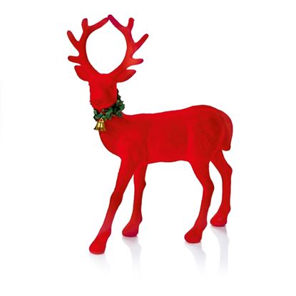 Premier-Red-Standing-Flock-Reindeer-Table-Piece