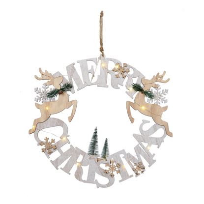 Premier-Wooden-Merry-Christmas-Wreath-With-Reindeers