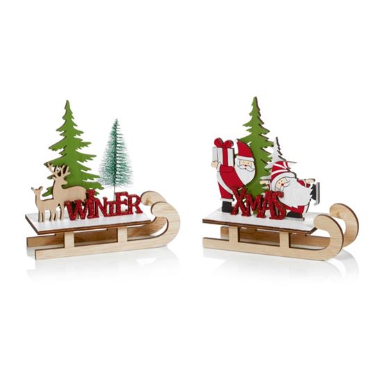 Premier-Wooden-Sled-Winter-Scene-Decoration