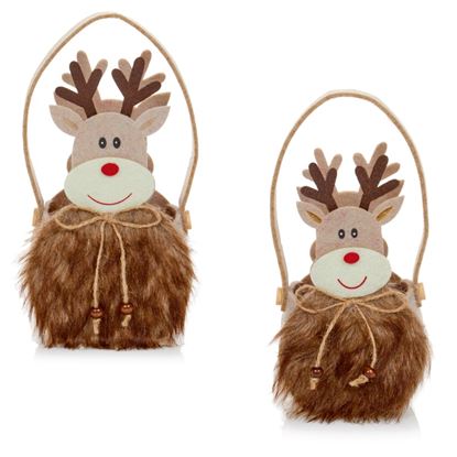 Premier-Brown-Fluffy-Reindeer-Felt-Bag