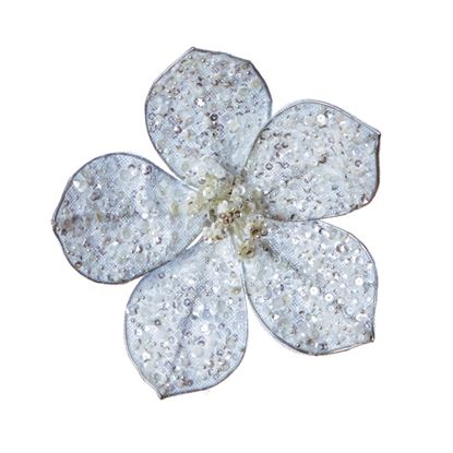 Premier-Silver-Glitter-Flower-With-Clip