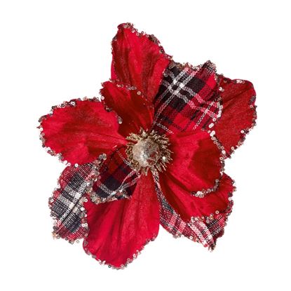 Premier-Red-Tartan-With-Silver-Poinsettia
