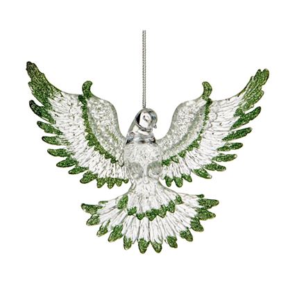 Premier-Clear-Dove-With-Green-Glitter-Edge-Hanging-Decoration