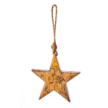 Premier-Mango-Wood-Crackle-Star-Decoration