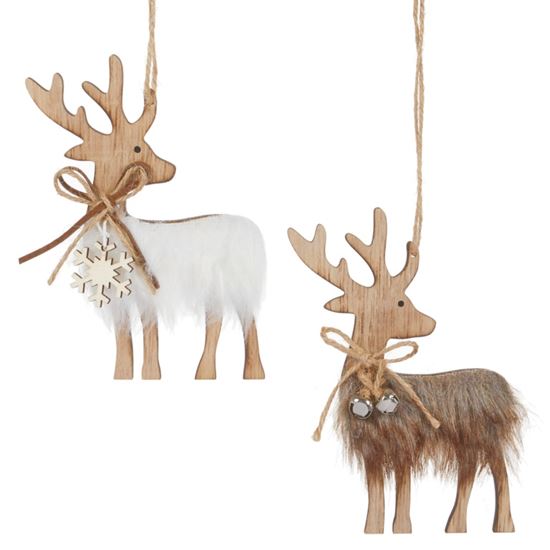 Premier-Deer-With-Fur-Hanging-Decoration