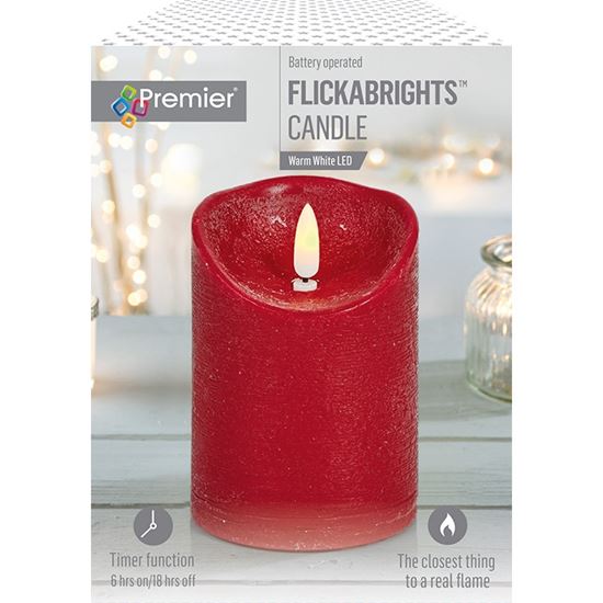 Premier-Red-Flickabrights-Textured-Candle