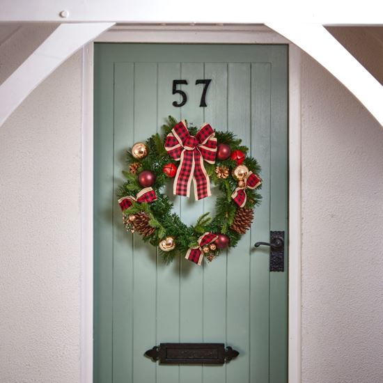 Premier-Red-Bow-Wreath-With-Baubles--Cones