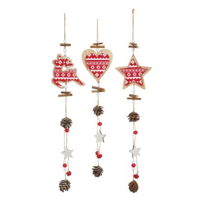 Premier-Wood-Red-Skandi-Hanging-Decorations