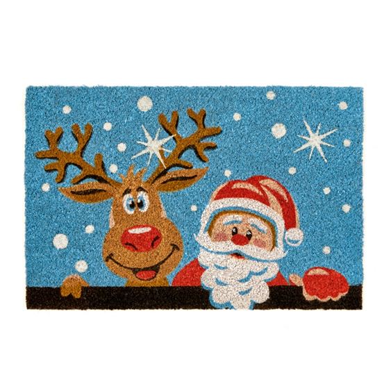 Premier-Glitter-Santa-With-Rudolph-Door-Mat