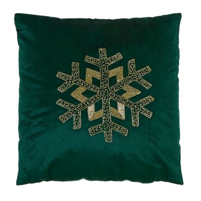 Premier-Green-Velvet--Snowflake-Cushion