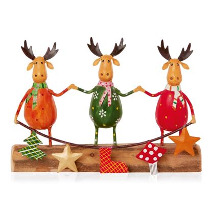 Premier-Iron-Trio-Of-Moose-On-Wooden-Base